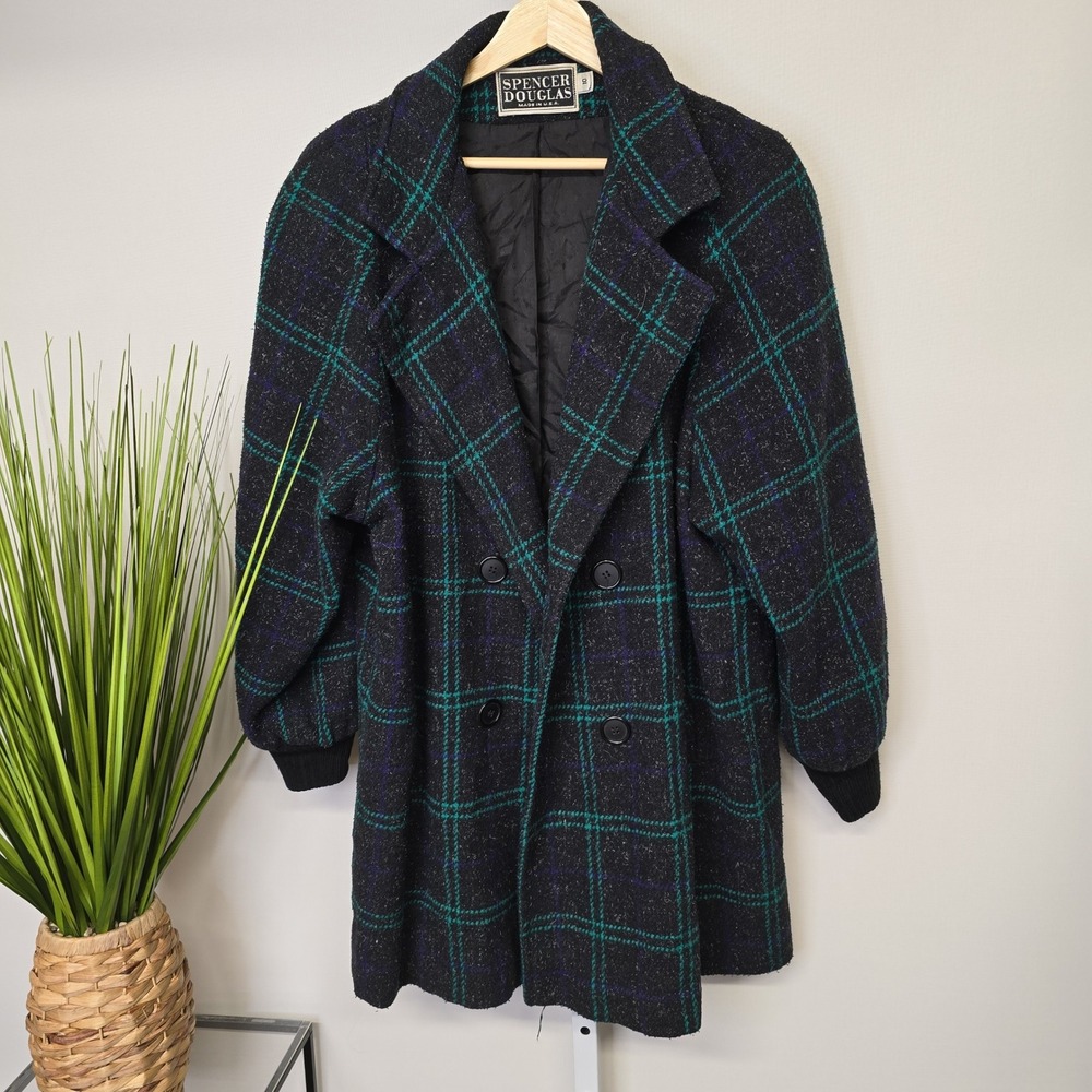 Spencer Douglas Women's Plaid Wool Blend Blazer Coat‎ Size 10